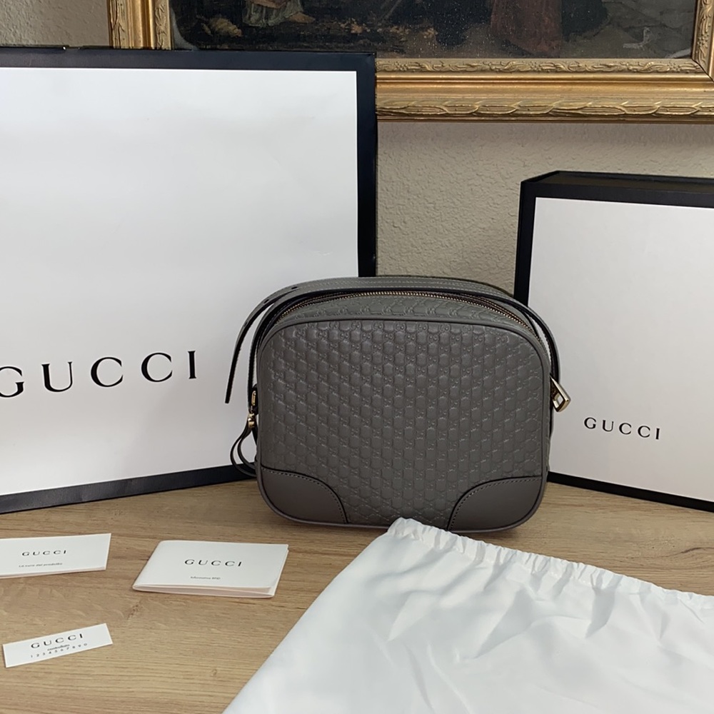 Brand New GUCCI Microguccissima Mini Bree Messenger Bag Grey - Picture 2 of 16